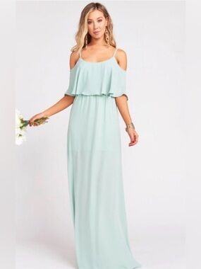 Show Me Your MuMu Mint Cold-Shoulder Ruffle Maxi Dress